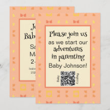 Bébé Shower Code QR Géométrique Jaune Pêche