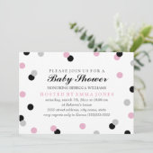Invitation bébé Shower Confetti Rose Noir Gris (Debout devant)