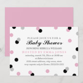 Invitation bébé Shower Confetti Rose Noir Gris (Devant / Derrière)