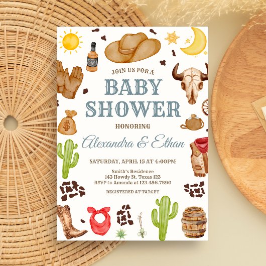 Invitation Bébé Shower de Rodéo de Cowboy de l'Ouest Sauvage