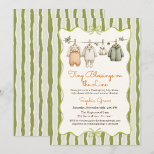 Invitation Bébé Shower de Thanksgiving Fille Linge Conforta