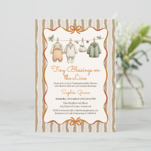 Invitation Bébé Shower de Thanksgiving Fille Linge Conforta