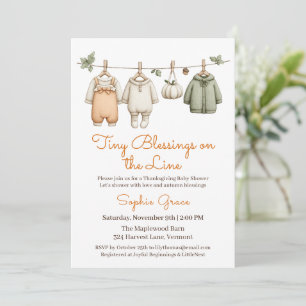 Invitation Bébé Shower de Thanksgiving Fille Linge Conforta