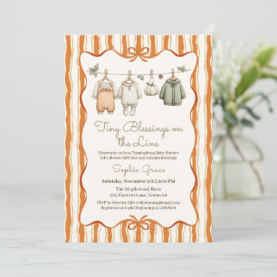 Invitation Bébé Shower de Thanksgiving Fille Linge de maiso