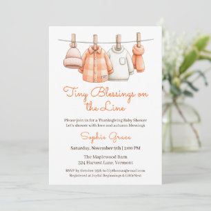 Invitation Bébé Shower de Thanksgiving Garçon Lingerie Cosy