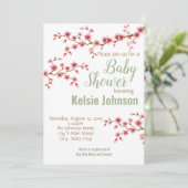 Invitation Bébé Shower Fleur de Cerisier (Debout devant)