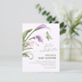 Invitation Bébé shower floral lilas (Debout devant)