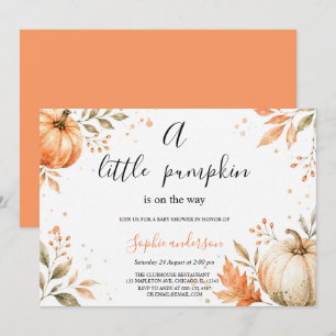 Invitation Bébé Shower Halloween Citrouille Automne Aquarelle