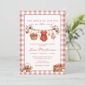 Invitation Bébé Shower Pomme Rouge Pommet d'Amour (Debout devant)