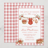 Invitation Bébé Shower Pomme Rouge Pommet d'Amour (Devant / Derrière)