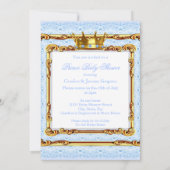 Invitation Bébé Shower Prince Bleu Clair Or Blanc Brunette (Dos)