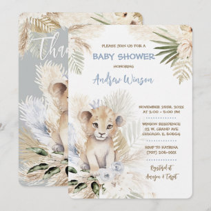 Invitation Bébé Shower Prince Lion Personnalisé