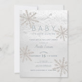 Invitation Bébé Silver Snowflake Son Baby shower extérieur fr (Devant)