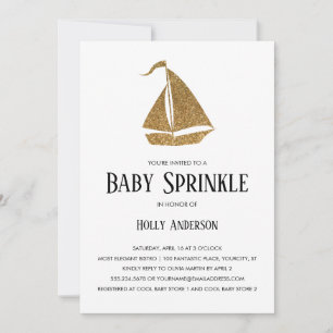 Invitation Bébé simple Sprinkle Faux Gold Parties scintillant