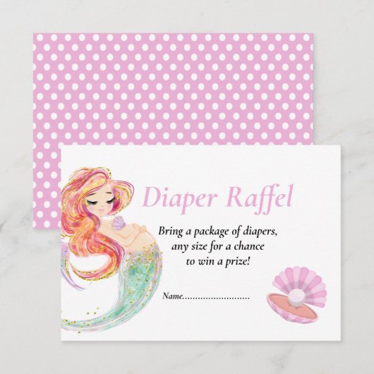 Invitation Bébé Sirène Diape Raffel Baby Shower Sous l'Océan (Devant / Derrière)