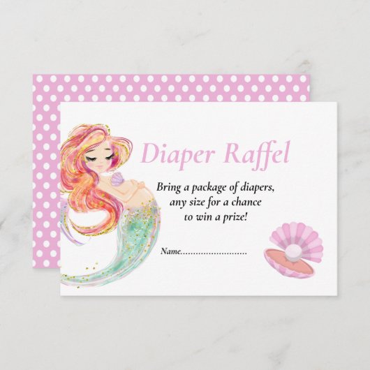 Invitation Bébé Sirène Diape Raffel Shower sous l'océan (Devant / Derrière)