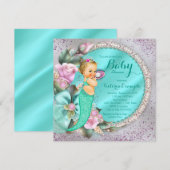 Invitation Bébé sirène Shower (Devant / Derrière)