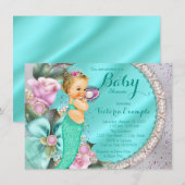 Invitation Bébé sirène Shower (Devant / Derrière)