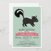 Invitation Bébé Skunk, Baby shower de bois ou arrosage (Devant / Derrière)
