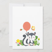 Invitation Bébé Skunk, Papillon & Fleurs Anniversaire (Dos)