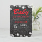 Invitation Bébé son Baby shower de flocon de neige froid en d (Debout devant)