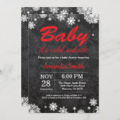 Invitation Bébé son Baby shower de flocon de neige froid en d (Devant / Derrière)