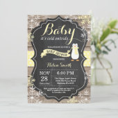 Invitation Bébé son Baby shower de manchot extérieur froid (Debout devant)