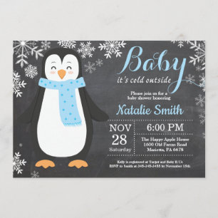 Invitation Bébé son Baby shower de pingouin froid