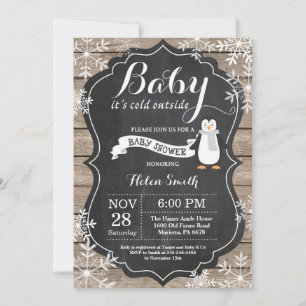 Invitation Bébé son Baby shower de pingouin froid à l'extérie