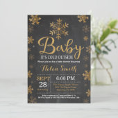 Invitation Bébé son Baby shower d'hiver froid (Debout devant)