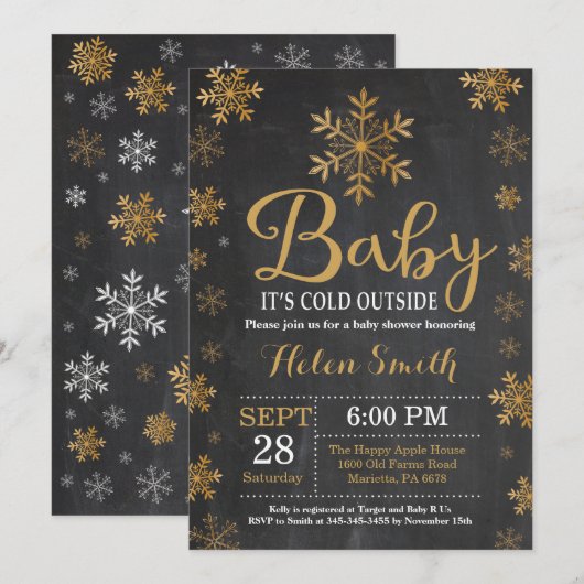 Invitation Bébé son Baby shower d'hiver froid (Devant / Derrière)