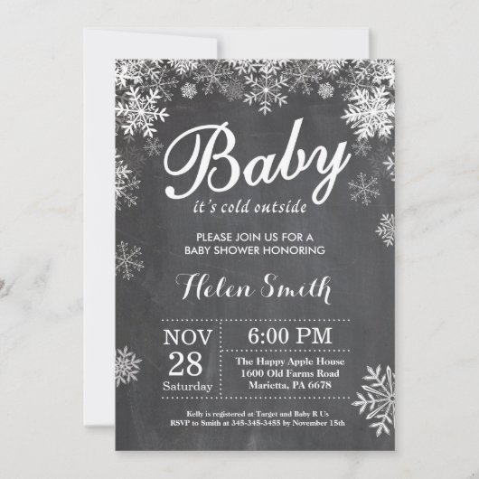 Invitation Bébé son Baby shower d'hiver froid (Devant)