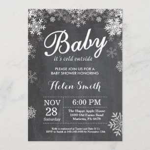 Invitation Bébé son Baby shower d'hiver froid