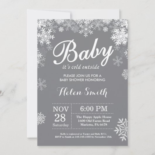Invitation Bébé son Baby shower d'hiver froid (Devant)