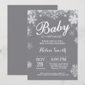 Invitation Bébé son Baby shower d'hiver froid (Devant / Derrière)