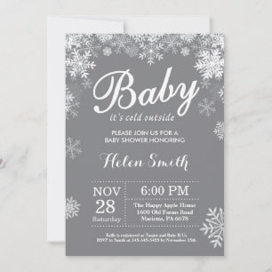 Invitation Bébé son Baby shower d'hiver froid