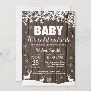Invitation Bébé son Baby shower d'hiver froid à l'extérieur d