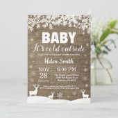 Invitation Bébé son Baby shower d'hiver froid à l'extérieur d (Debout devant)