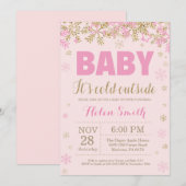 Invitation Bébé son Baby shower d'or rose à l'extérieur (Devant / Derrière)