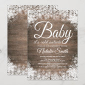 Invitation Bébé son baby shower extérieur froid de flocon de (Devant / Derrière)