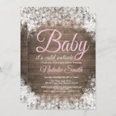 Invitation Bébé son baby shower extérieur froid de flocon de (Devant / Derrière)