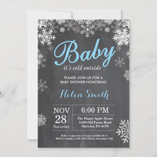 Invitation Bébé son baby shower extérieur froid de garçon (Devant)