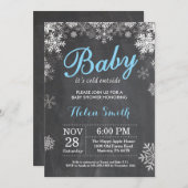 Invitation Bébé son baby shower extérieur froid de garçon (Devant / Derrière)
