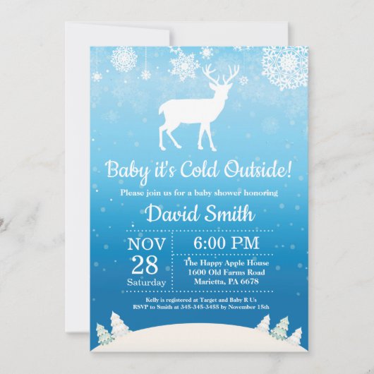 Invitation Bébé son baby shower extérieur froid de garçon de (Devant)