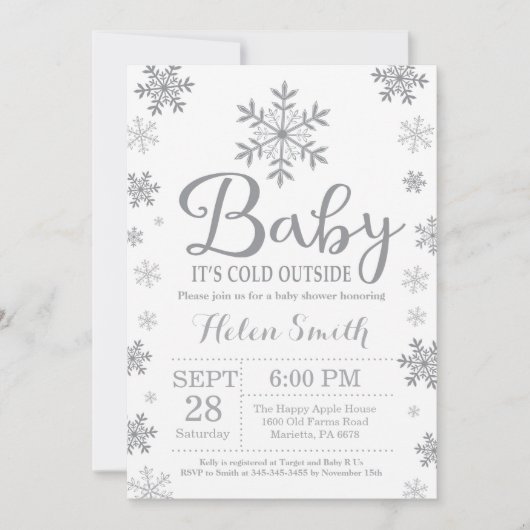 Invitation Bébé son baby shower extérieur froid d'hiver (Devant)