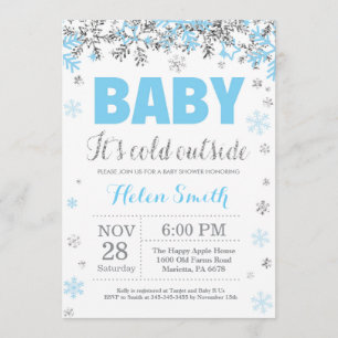 Invitation Bébé son Baby shower froid à l'extérieur de Blue S