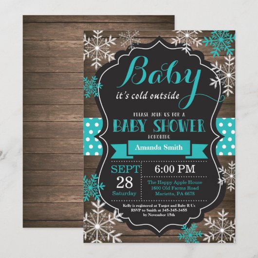 Invitation Bébé son Baby shower froid à l'extérieur de l'hive (Devant / Derrière)