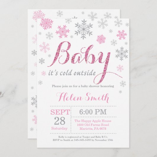 Invitation Bébé son Baby shower froid à l'extérieur de l'hive (Devant / Derrière)