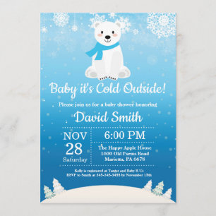Invitation Bébé son Baby shower froid à l'extérieur de l'ours