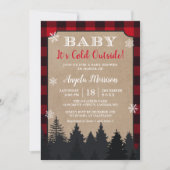 Invitation Bébé Son Baby shower Froid À L'Extérieur Rouge Pla (Devant)